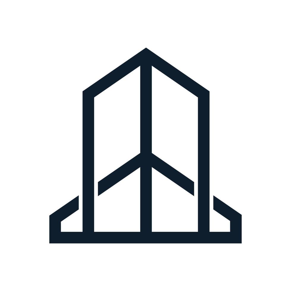 minimalist line outline building skyscraper logo vector icon illustration design