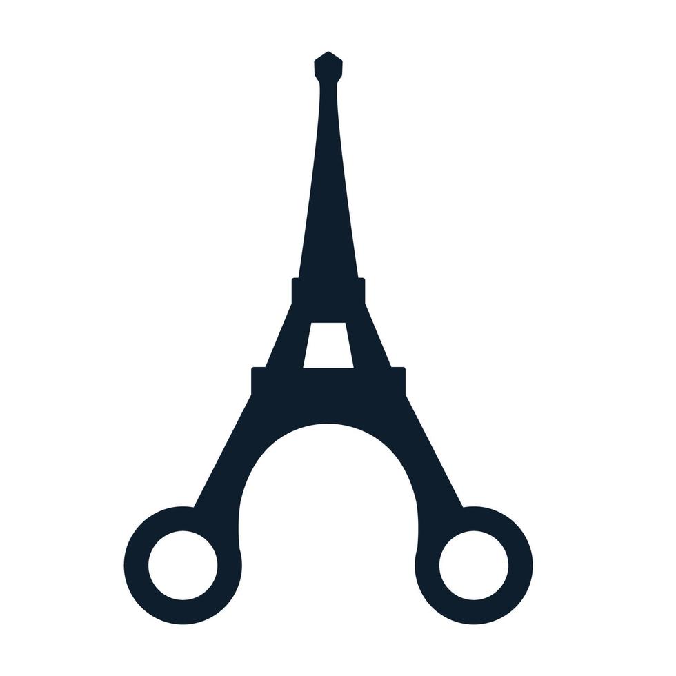 Eiffel tower with scissor logo vector icon illustration design