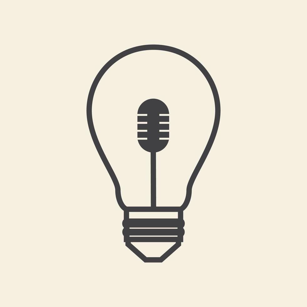 lamp light ideas with microphone lines logo vector icon symbol graphic design illustration