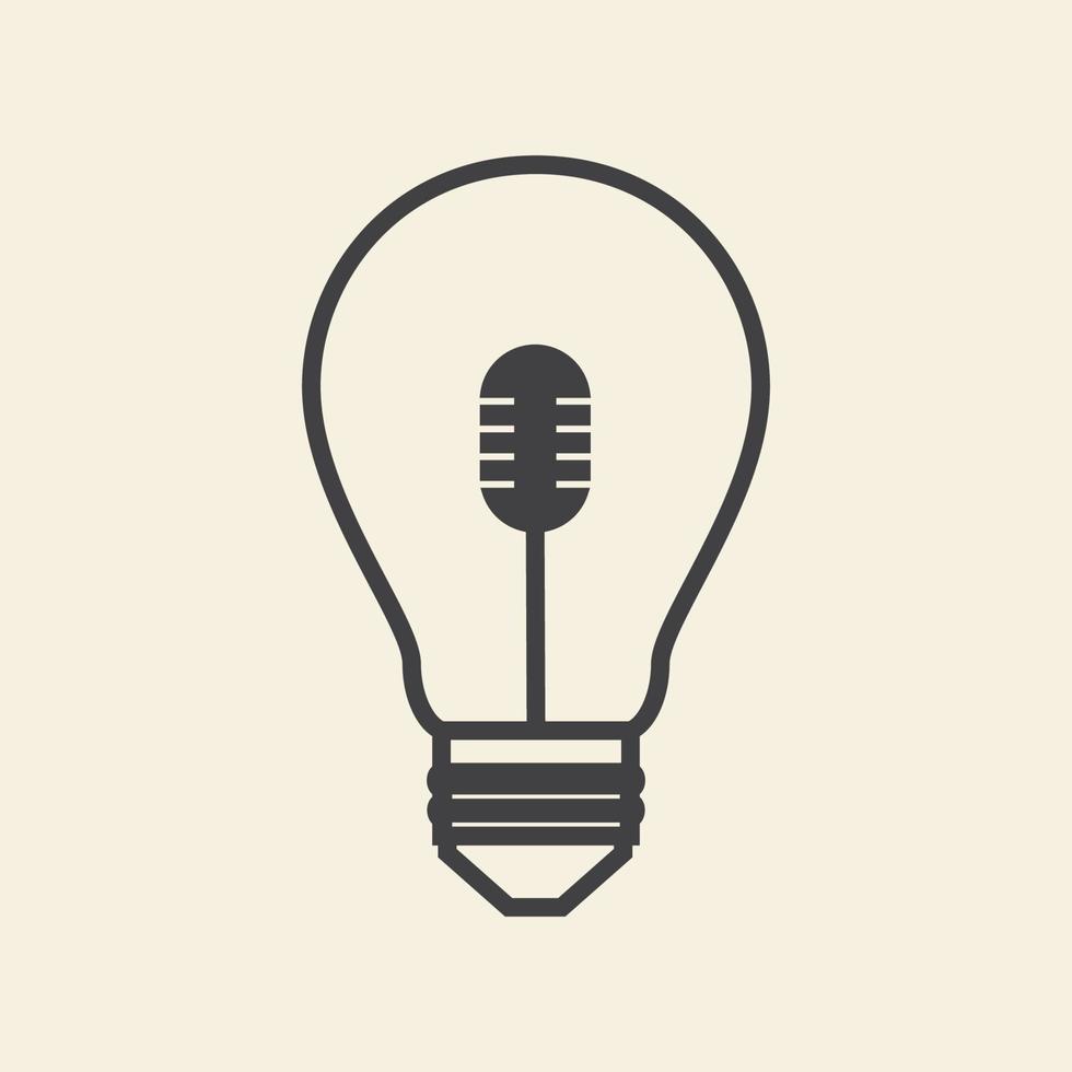 ideas de luz de lámpara con líneas de micrófono logo vector icono símbolo diseño gráfico ilustración