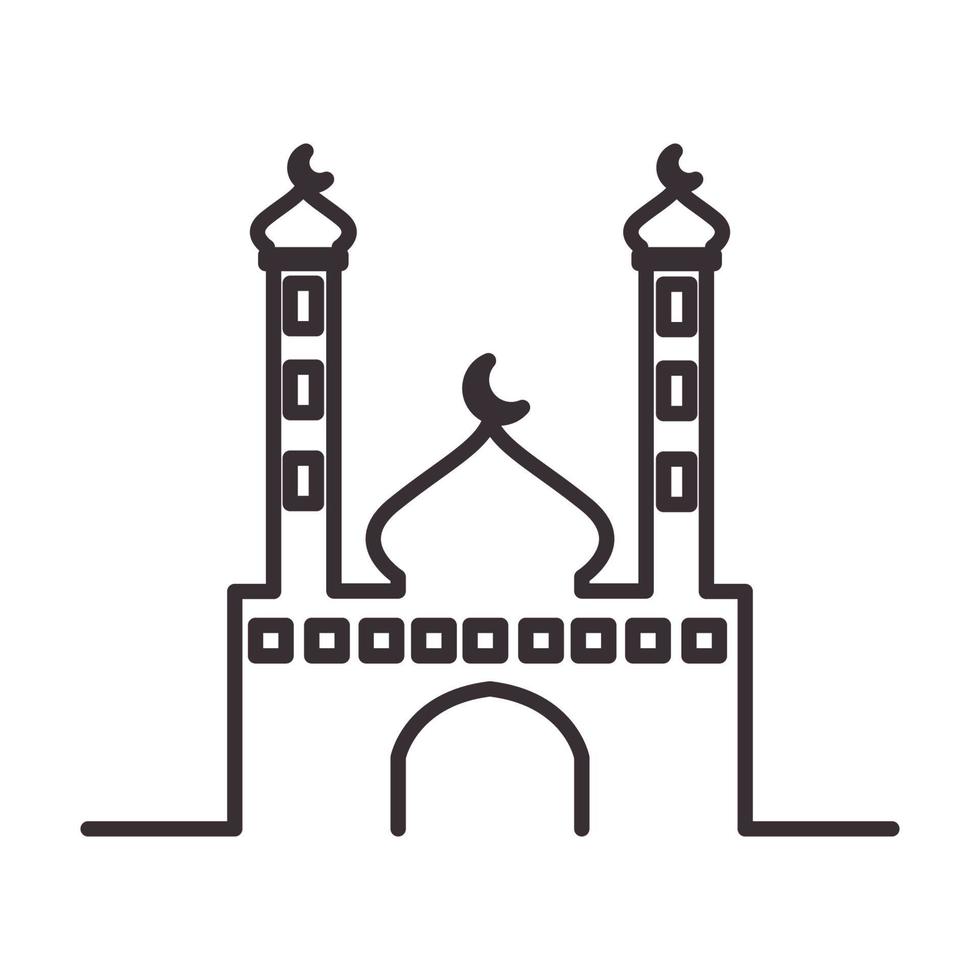lines vintage dome mosque with tower logo vector icon illustration design