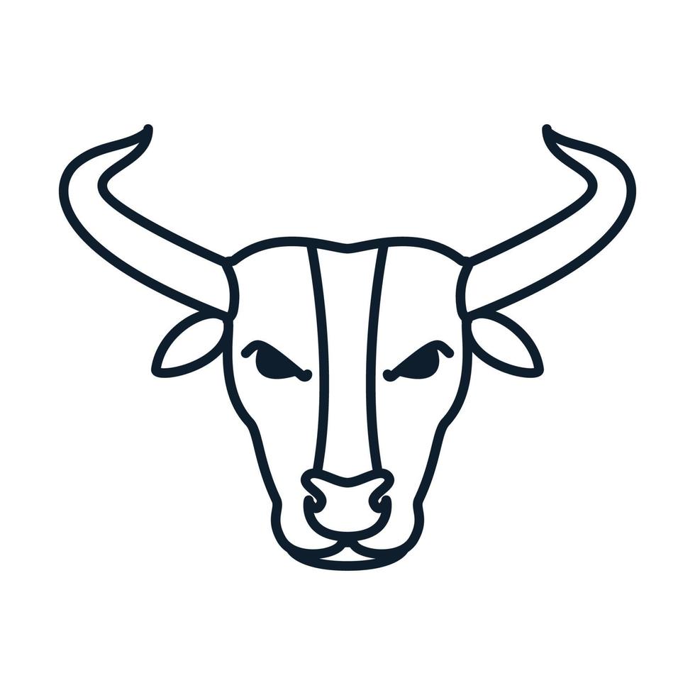 cabeza de vaca o línea de ganado contorno hipster logo vector icono ilustración