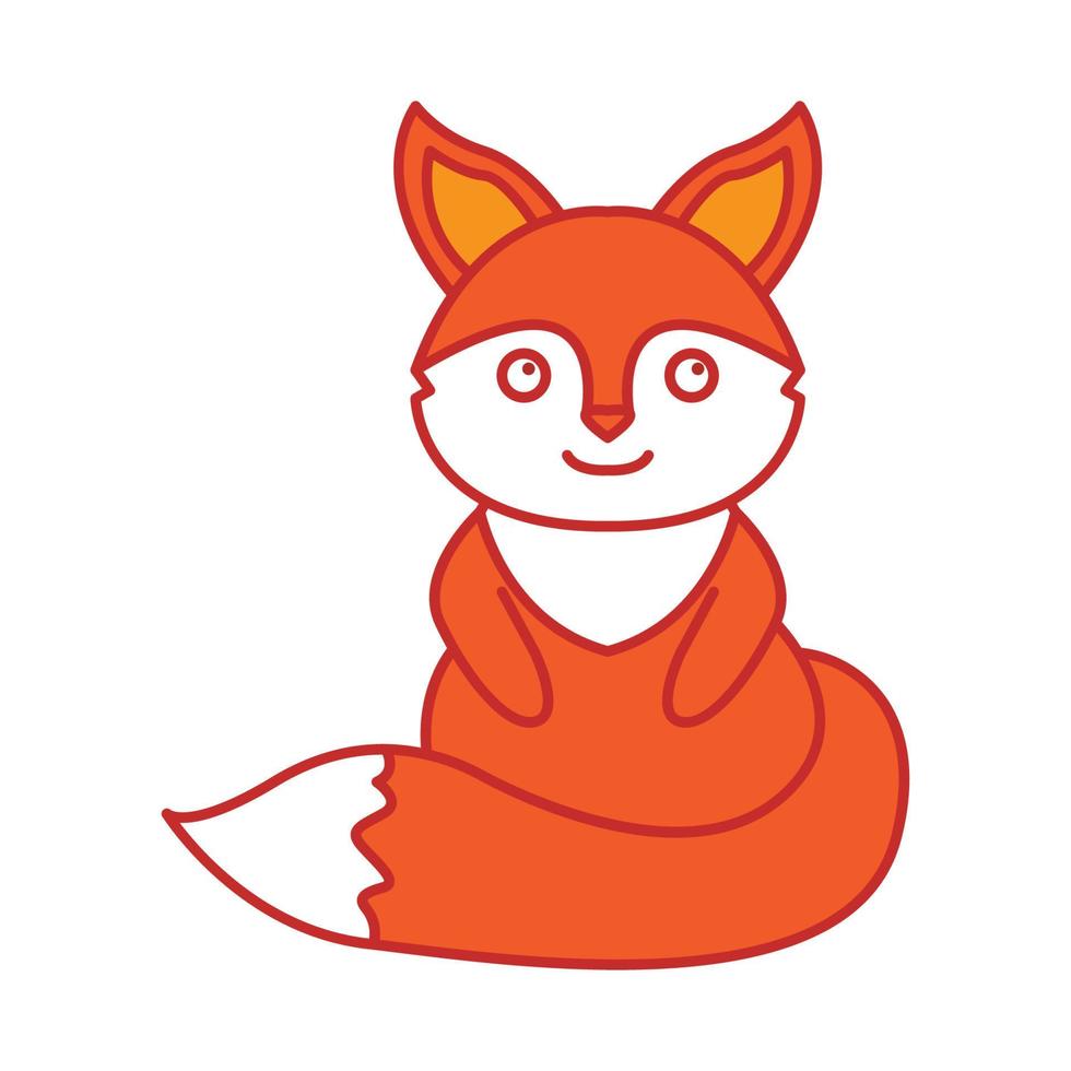 fox stand  cute  cartoon smile logo icon vector illustration