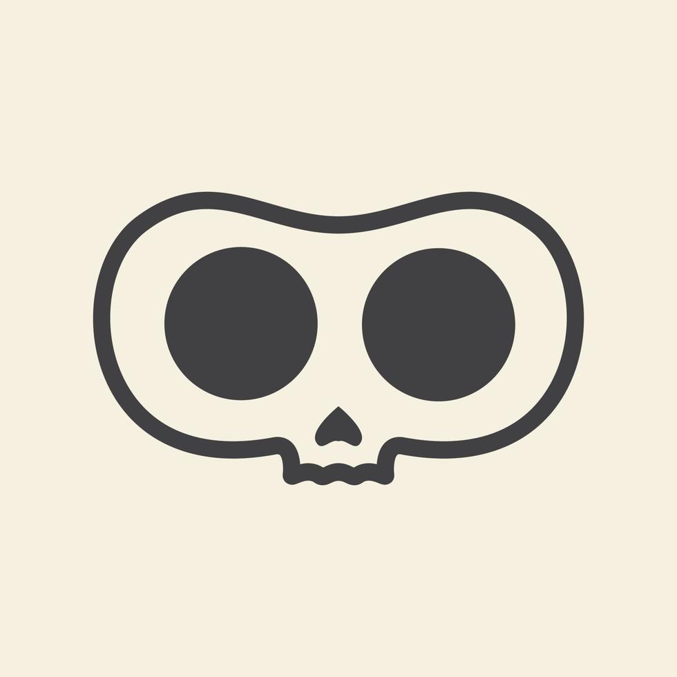 skull head simple cute lines logo vector icon symbol graphic design illustration