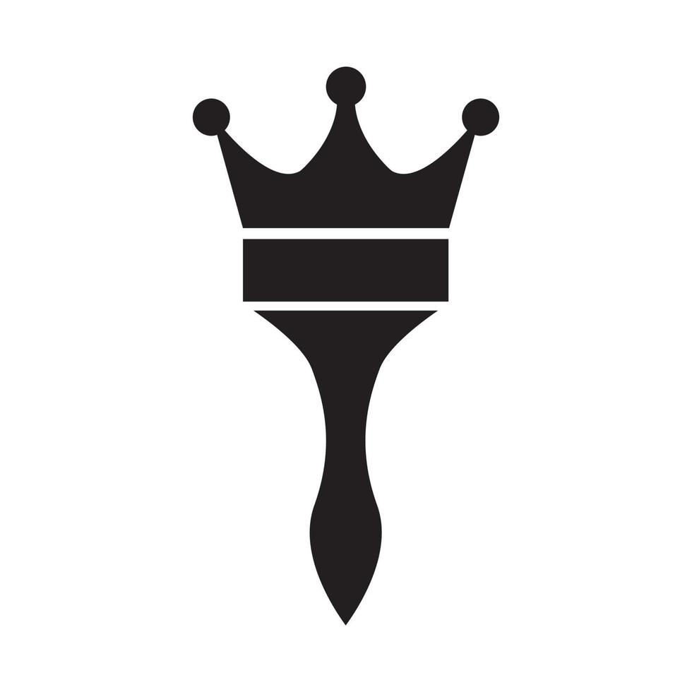 pintura de pincel con corona logo vector símbolo icono diseño ilustración