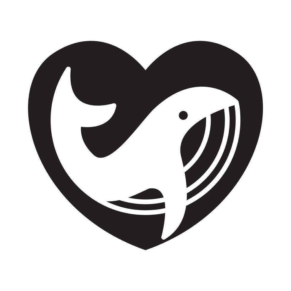 whale with love shape  logo vector symbol icon design illustration