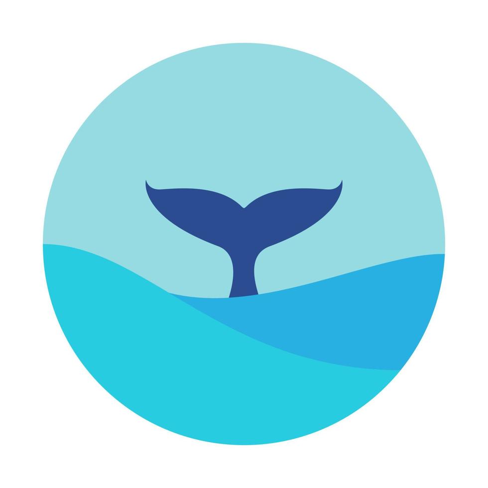 blue sea abstract with whale tail logo vector symbol icon design graphic illustration