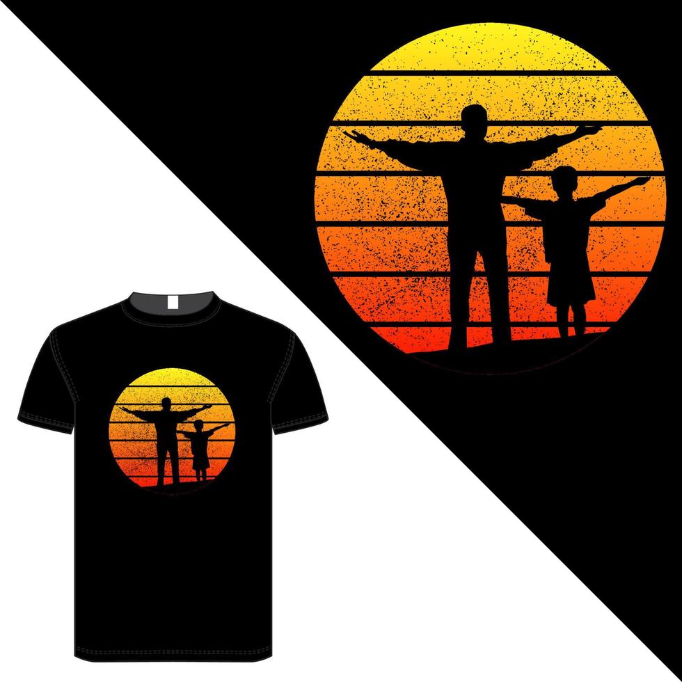 diseño de camiseta en color negro sobre silueta y montaña vector