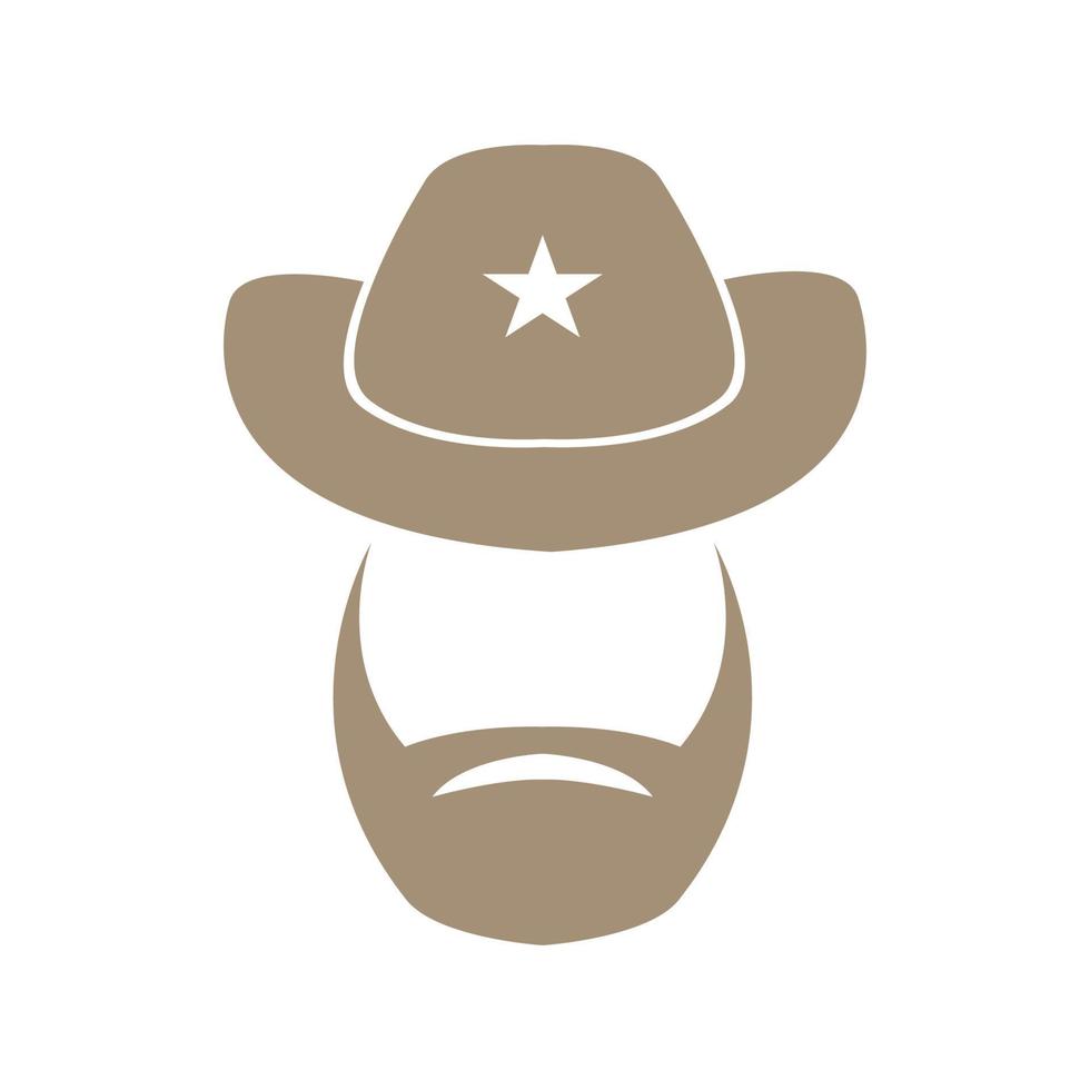 sheriff policía jefe hombre con barba vintage logo vector ilustración diseño