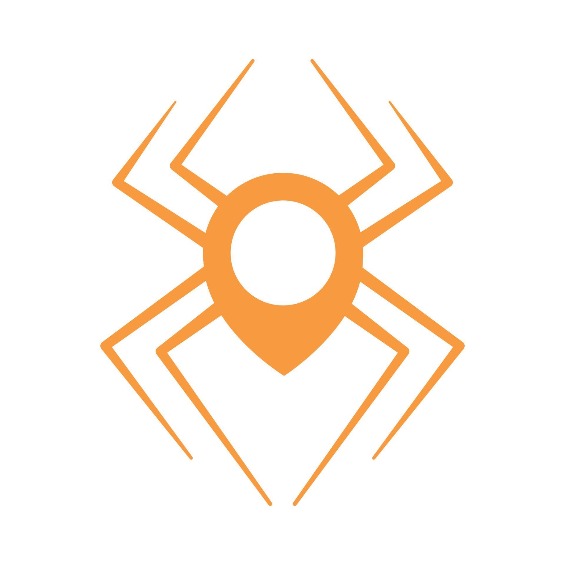 Spider With Map Or Pin Or Location Logo Illustration Design Vector 