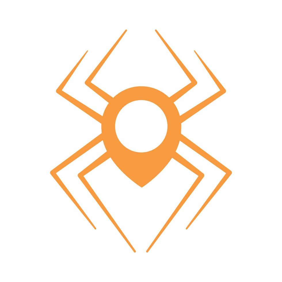 spider with map or pin or location logo vector illustration design