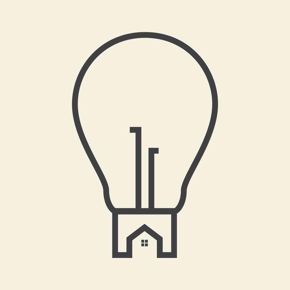 lamp light ideas with home house lines logo vector icon symbol graphic design illustration