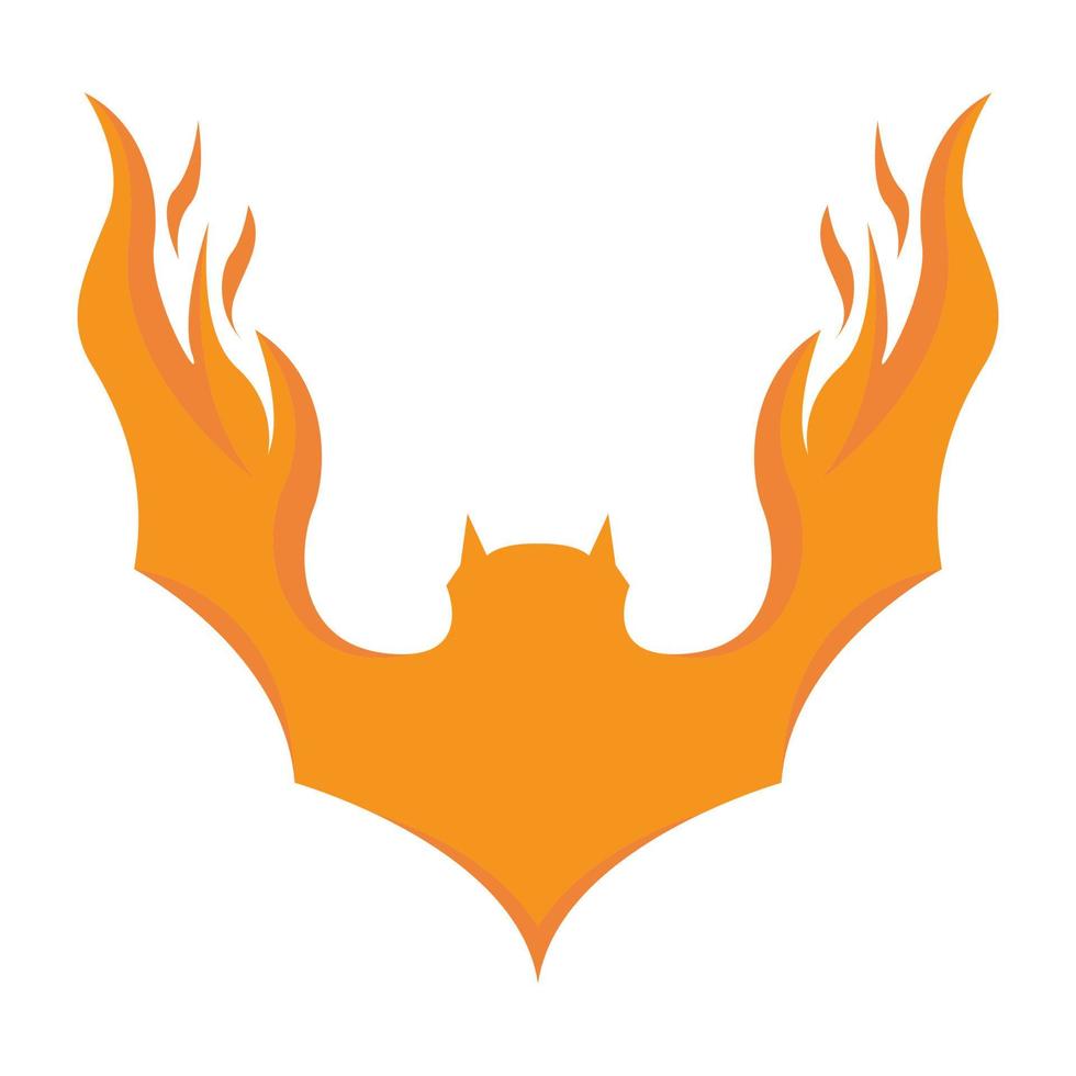 abstract bat with fire logo vector icon illustration design