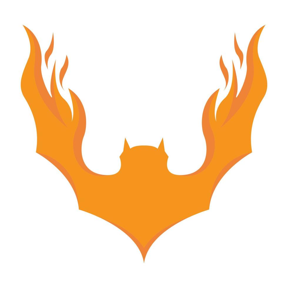 diseño de ilustración de icono de vector de logotipo de murciélago abstracto con fuego