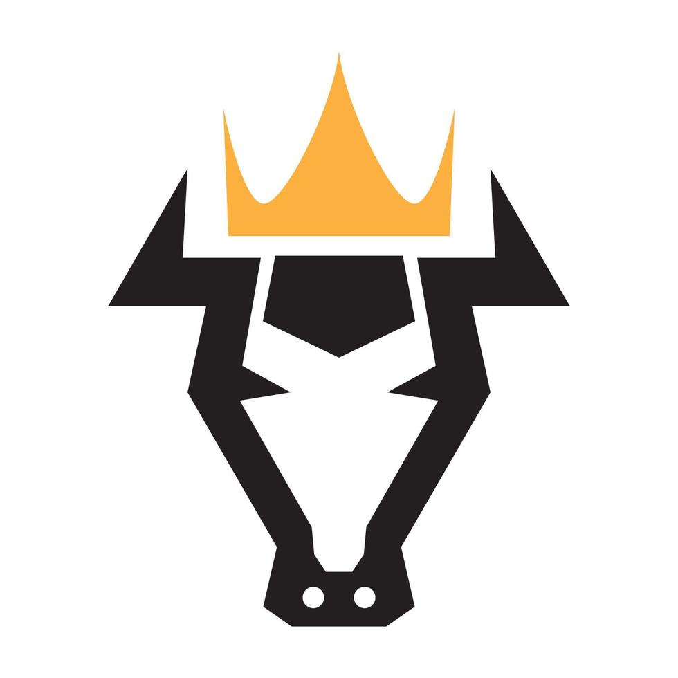 forma de vaca o toro con diseño de ilustración de icono de vector de logotipo de corona