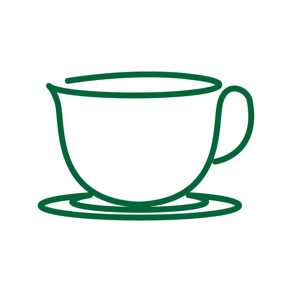 continuous line tea green cup logo symbol icon vector graphic design illustration idea creative