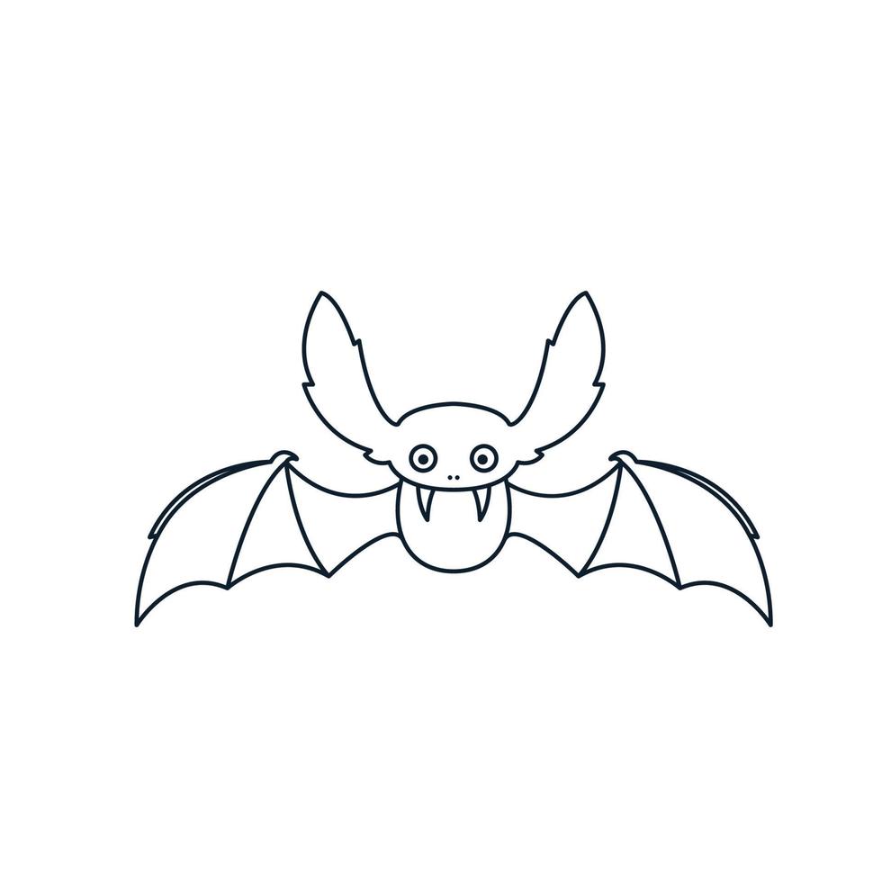 vampire bat cute  line art outline logo vector  illustration design
