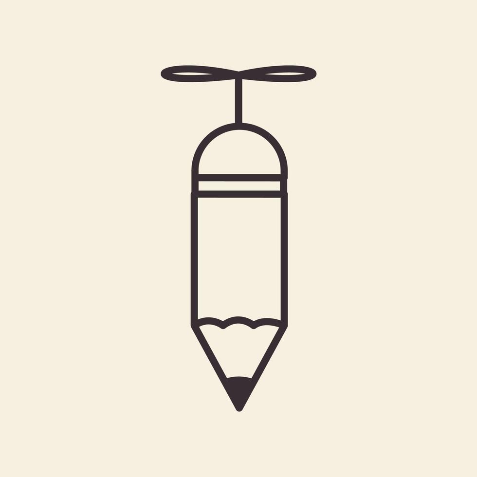 pencil with propeller lines logo symbol vector icon graphic design illustration