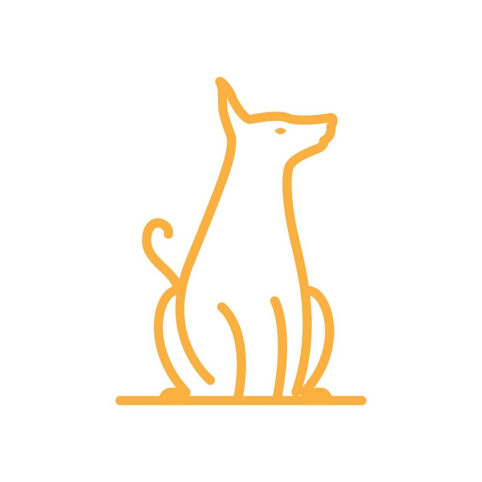line relaxing dog sitting logo symbol icon vector graphic design illustration idea creative