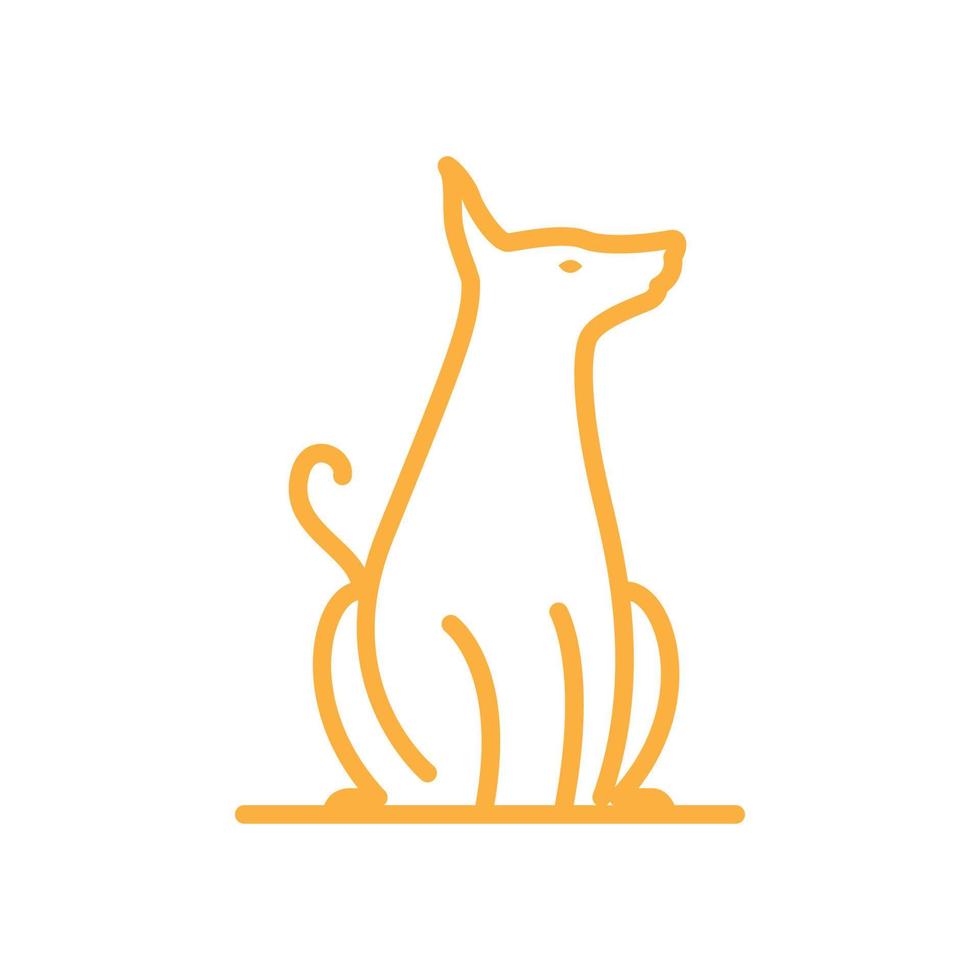 línea relajante perro sentado logotipo símbolo icono vector gráfico diseño ilustración idea creativa