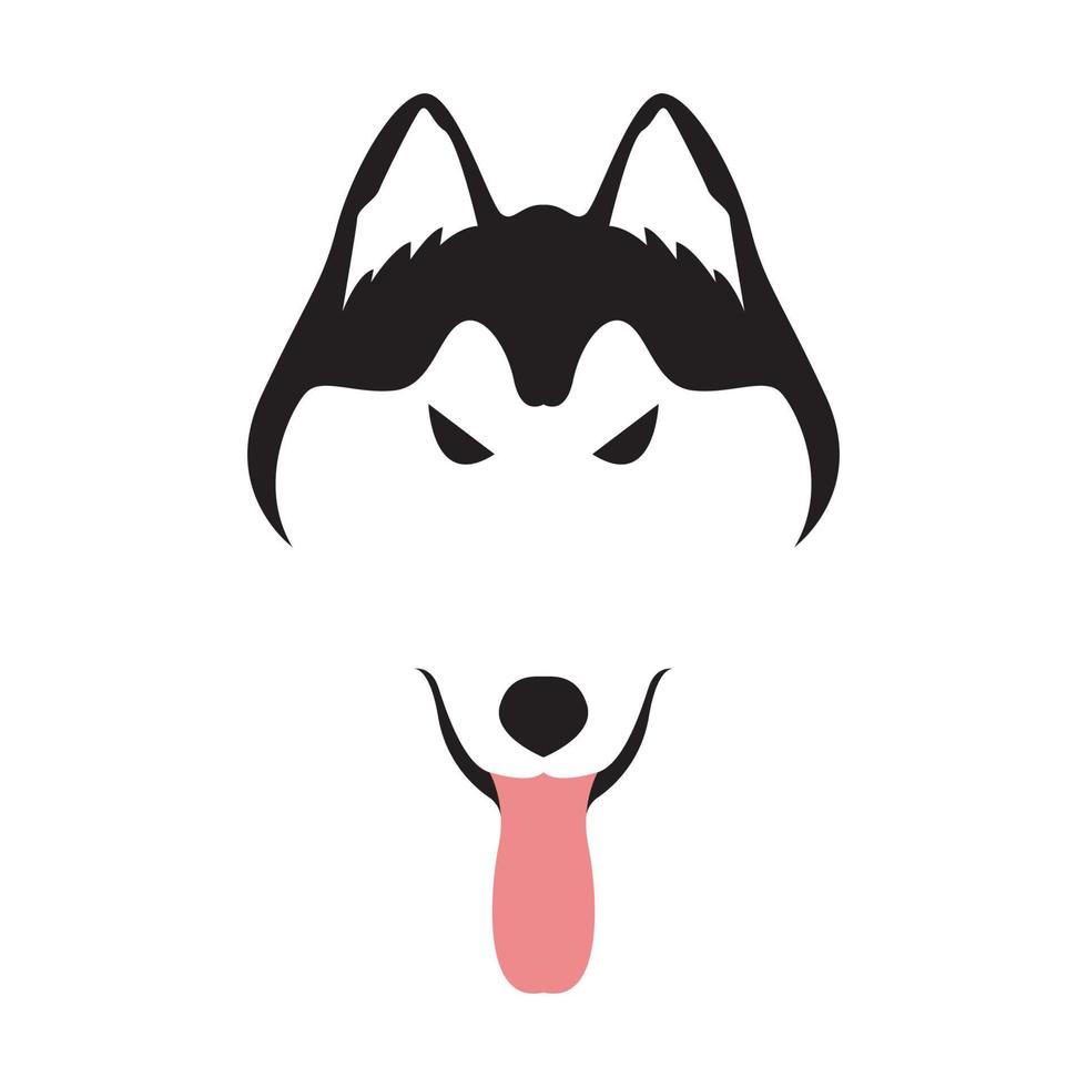husky siberiano negro con diseño de logotipo de lengua vector gráfico símbolo icono signo ilustración idea creativa
