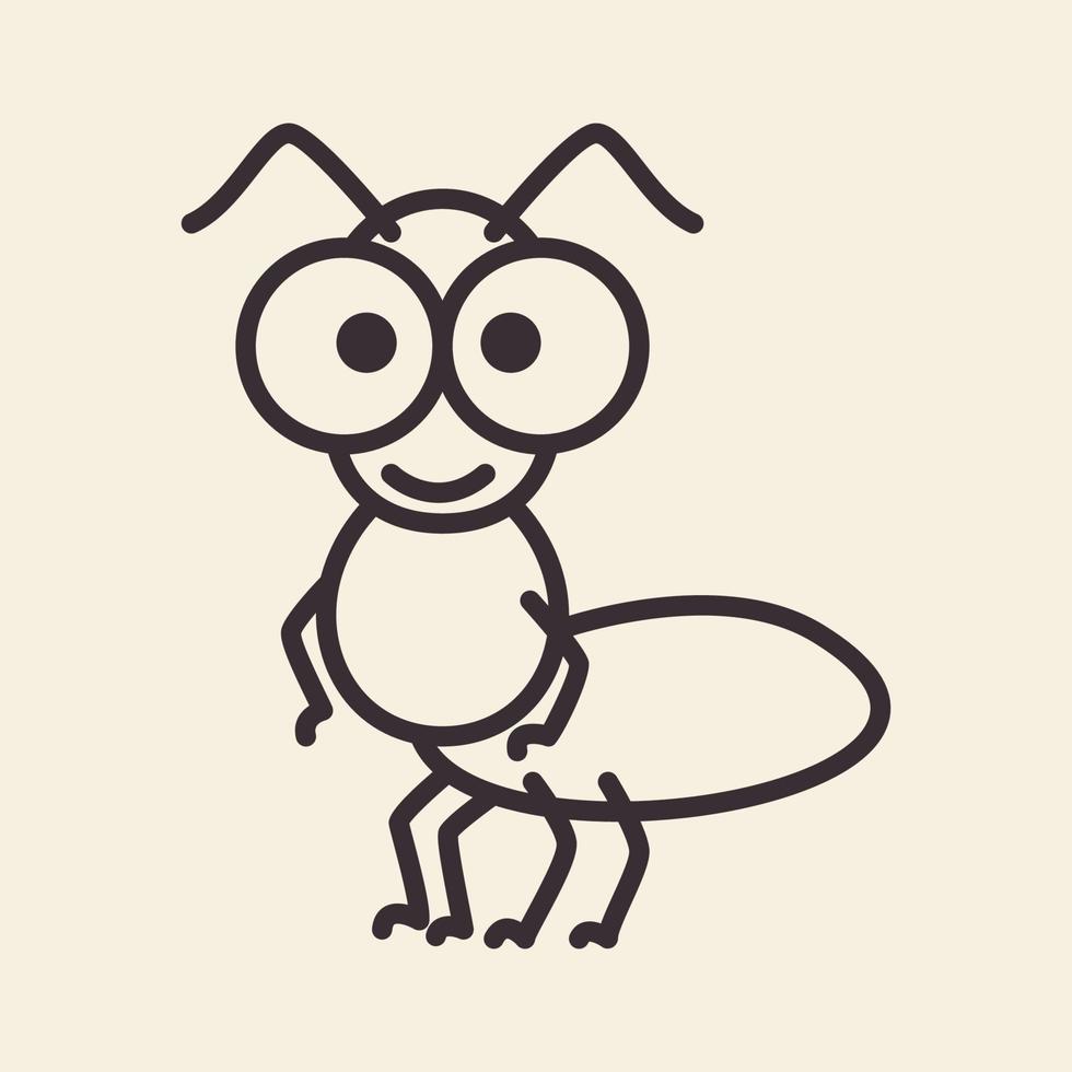 animal insect ant lines cartoon cute logo design vector icon symbol illustration