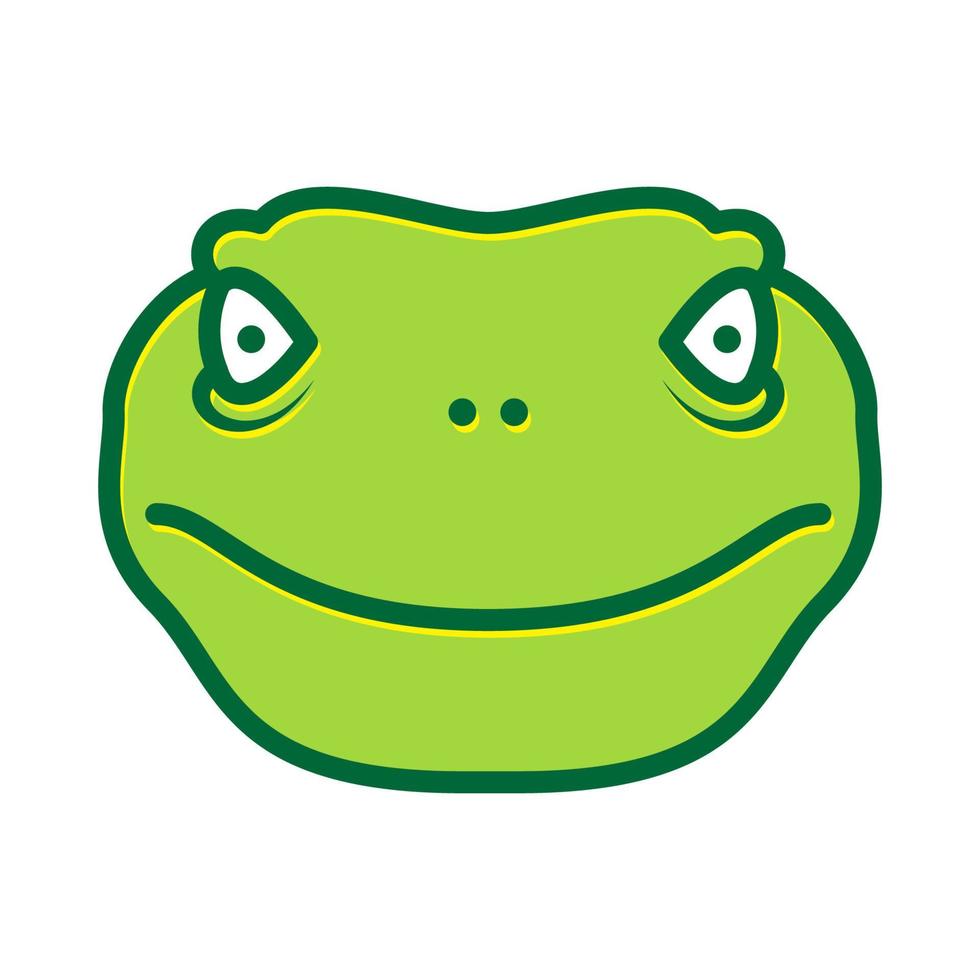 cabeza grande rana verde lindo dibujo animado logotipo símbolo icono vector gráfico diseño ilustración