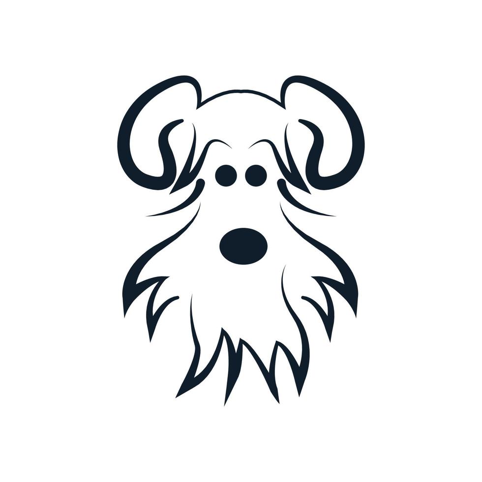 dibujos animados de diseño de logotipo lindo de cara de perro shih tzu vector