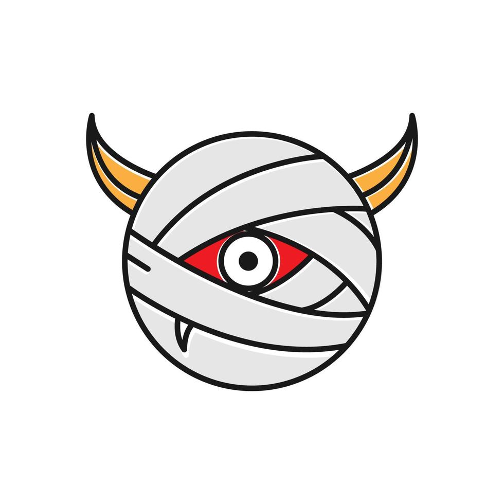 monster mummy head cute cartoon logo symbol icon vector graphic design illustration