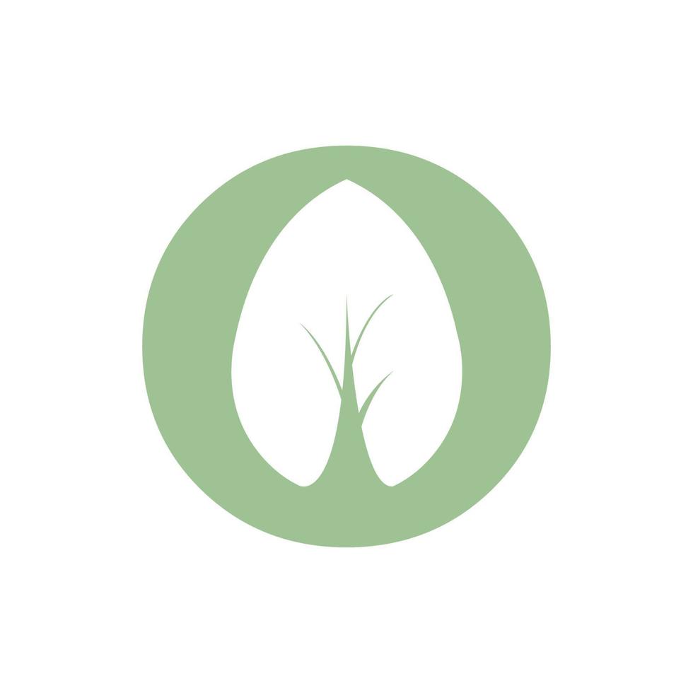 círculo con hoja planta verde logotipo símbolo icono vector diseño gráfico