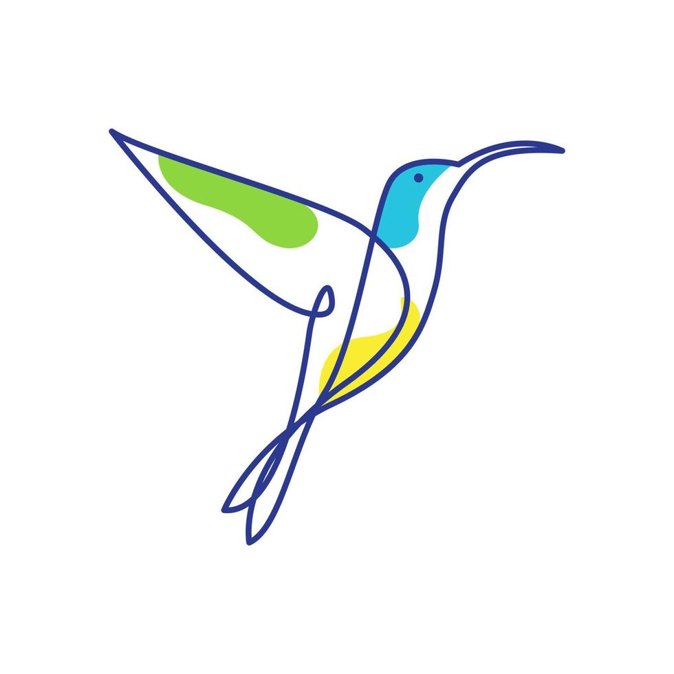 birds hummingbird fly lines colorful logo design vector symbol icon illustration