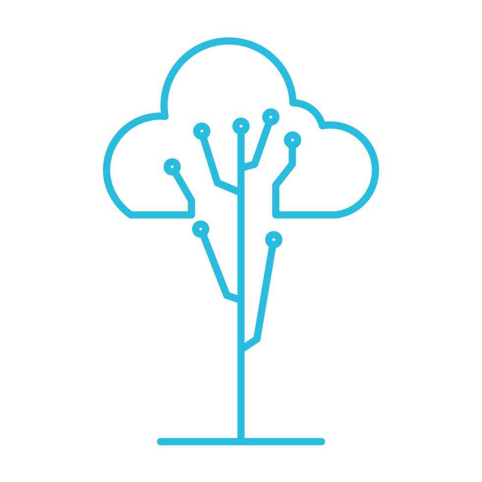 líneas tecnología árbol nube conectar logotipo vector icono ilustración diseño