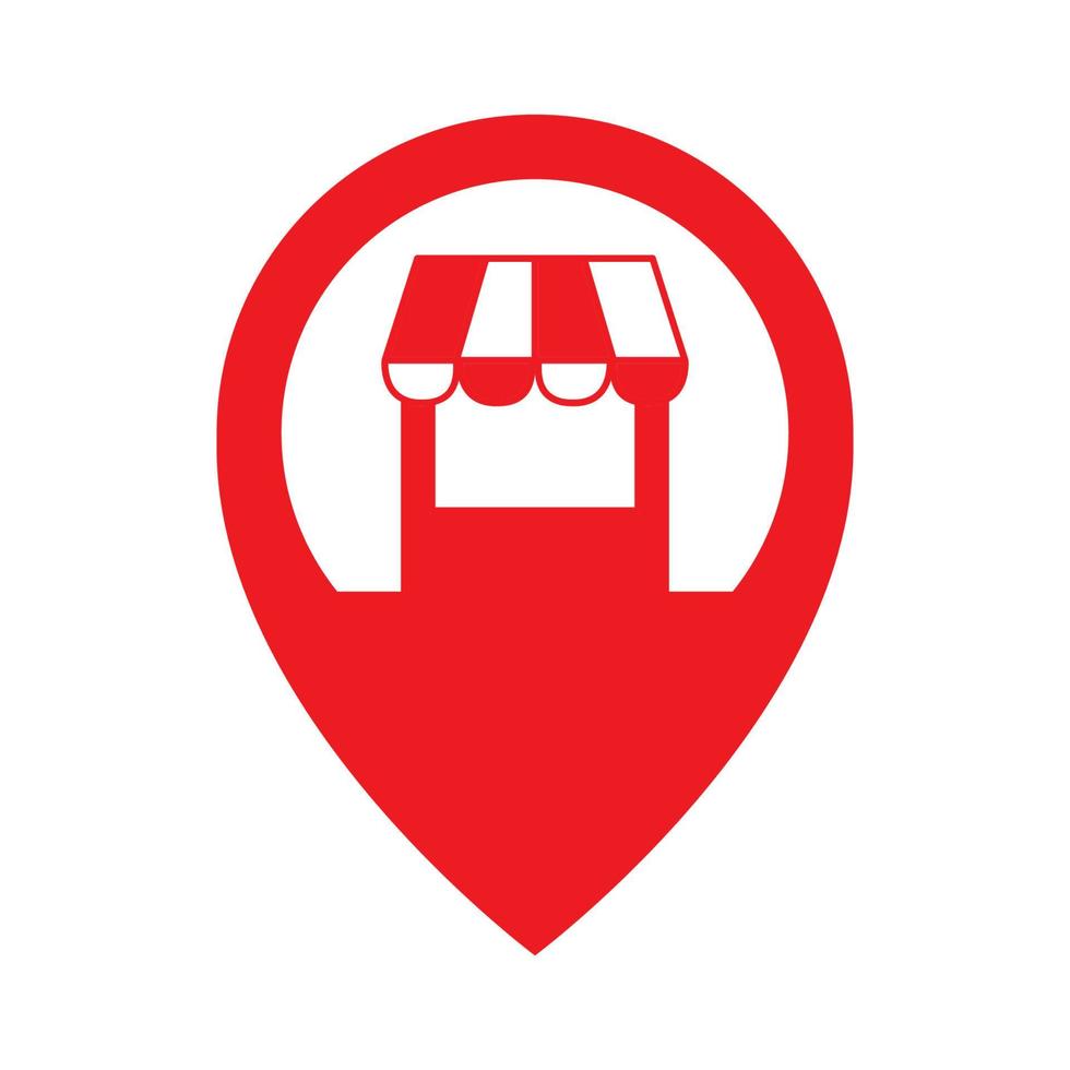 tienda tienda mercado con pin mapa ubicación logo vector icono ilustración diseño