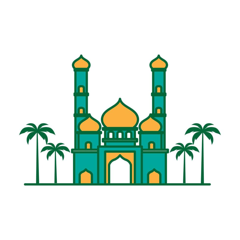 colorful mosque modern with trees logo symbol vector icon illustration graphic design