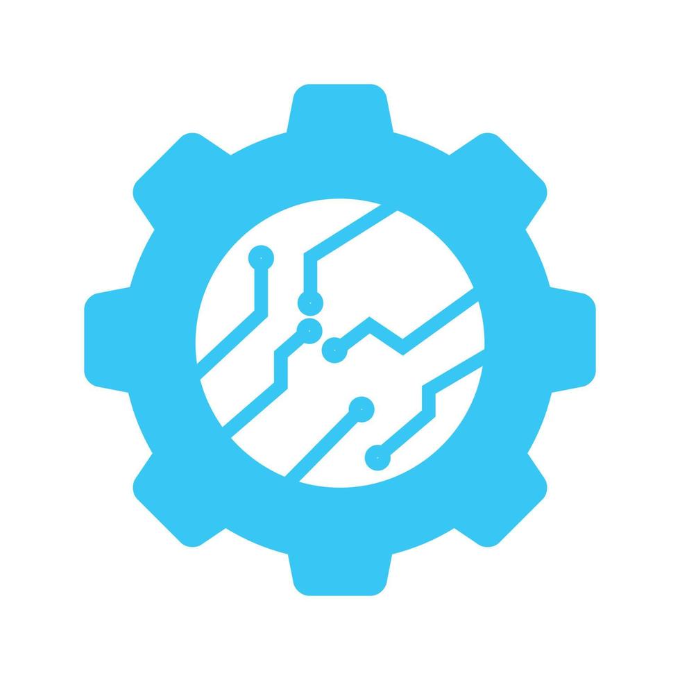engranaje con tecnología de conexión símbolo del logotipo icono ilustración de diseño gráfico vectorial vector