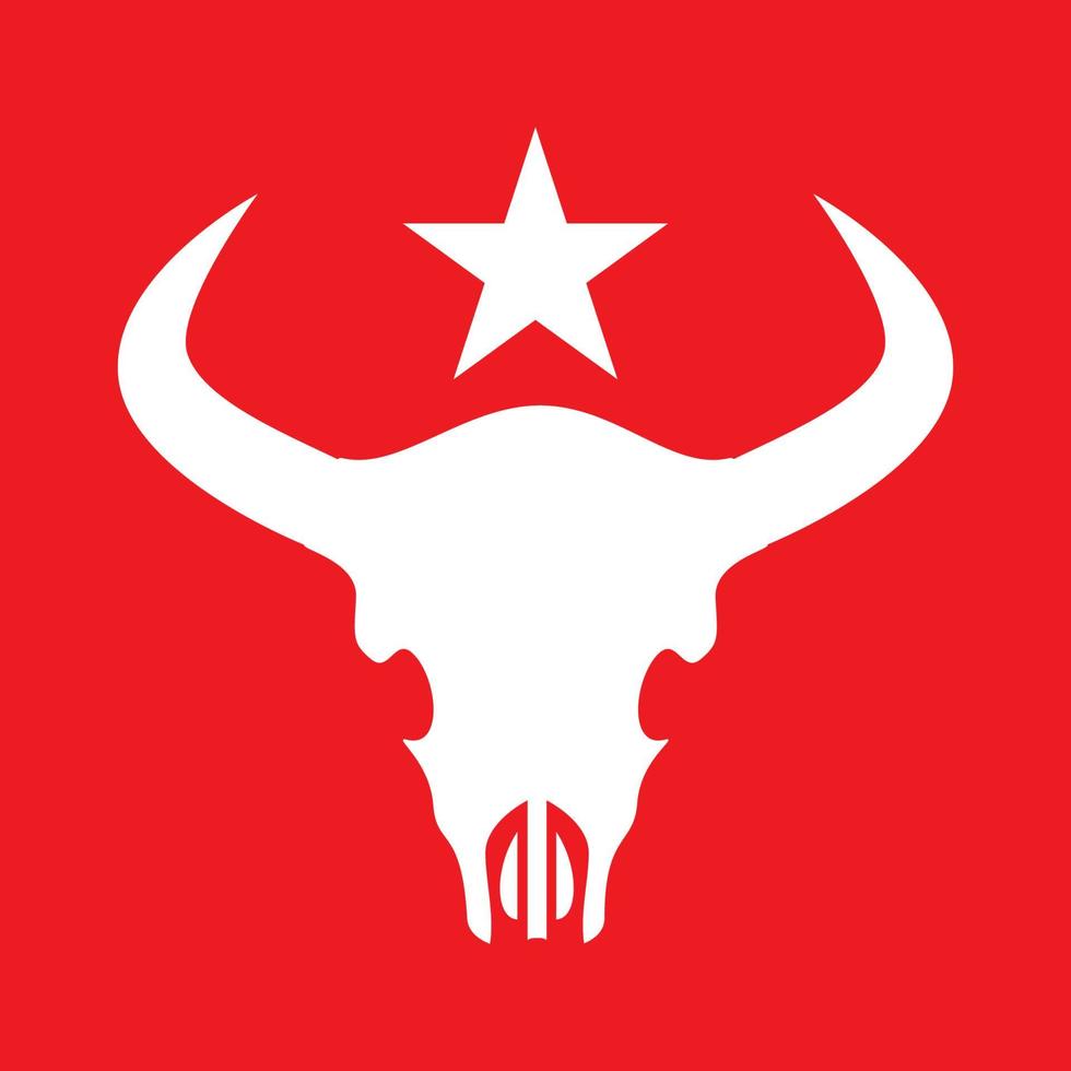 cráneo de vaca con estrella diseño de logotipo plano símbolo gráfico vectorial icono signo ilustración idea creativa vector