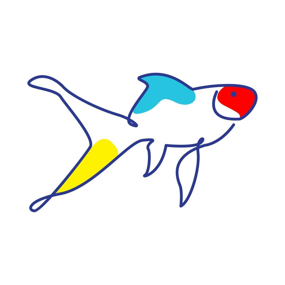 Decorative goldfish lines art colorful logo design vector symbol icon illustration