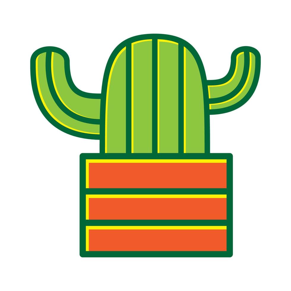 diseño de ilustración de icono de vector de símbolo de logotipo de cactus de planta decorativa colorida