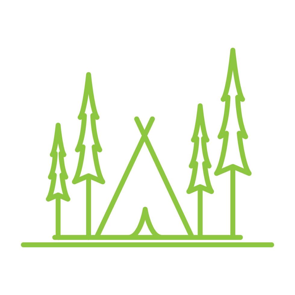 tree with camp line outdoor logo vector icon symbol graphic design illustration