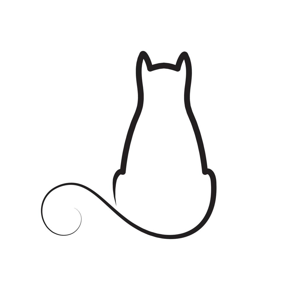 continuous line cat sit alone logo symbol icon vector graphic design illustration idea creative