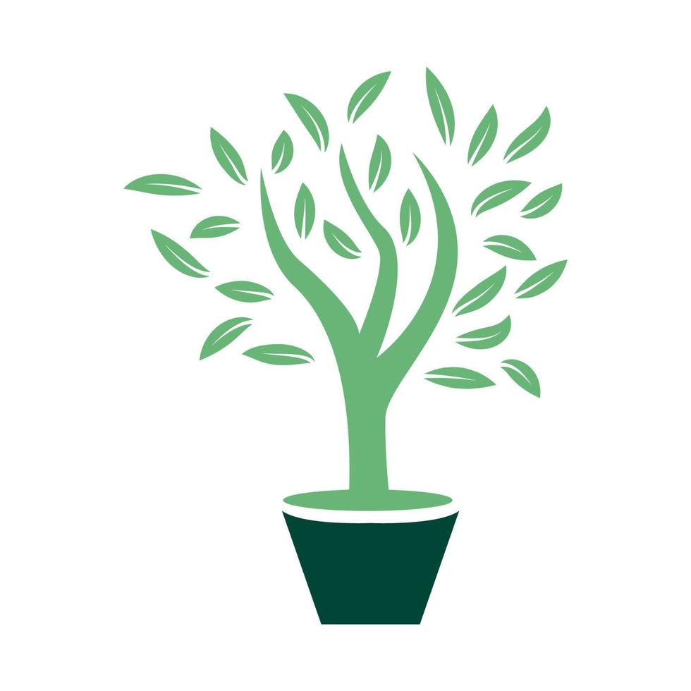 green plant with pots logo vector symbol icon design illustration
