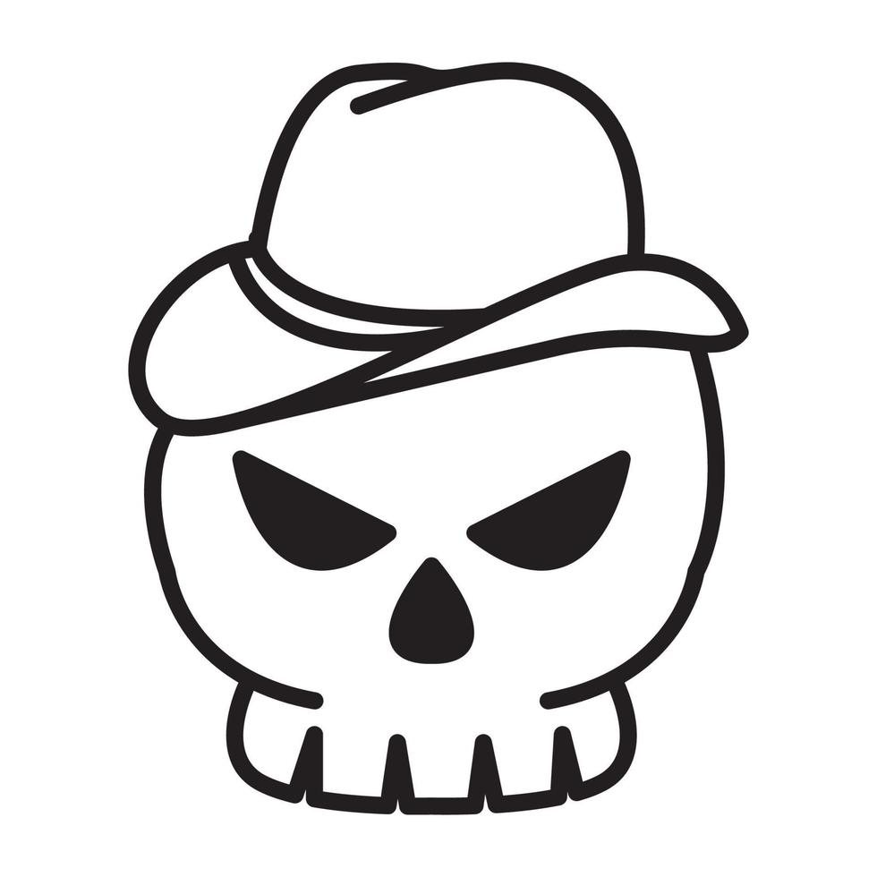 head skull lines with hat logo vector symbol icon design graphic illustration