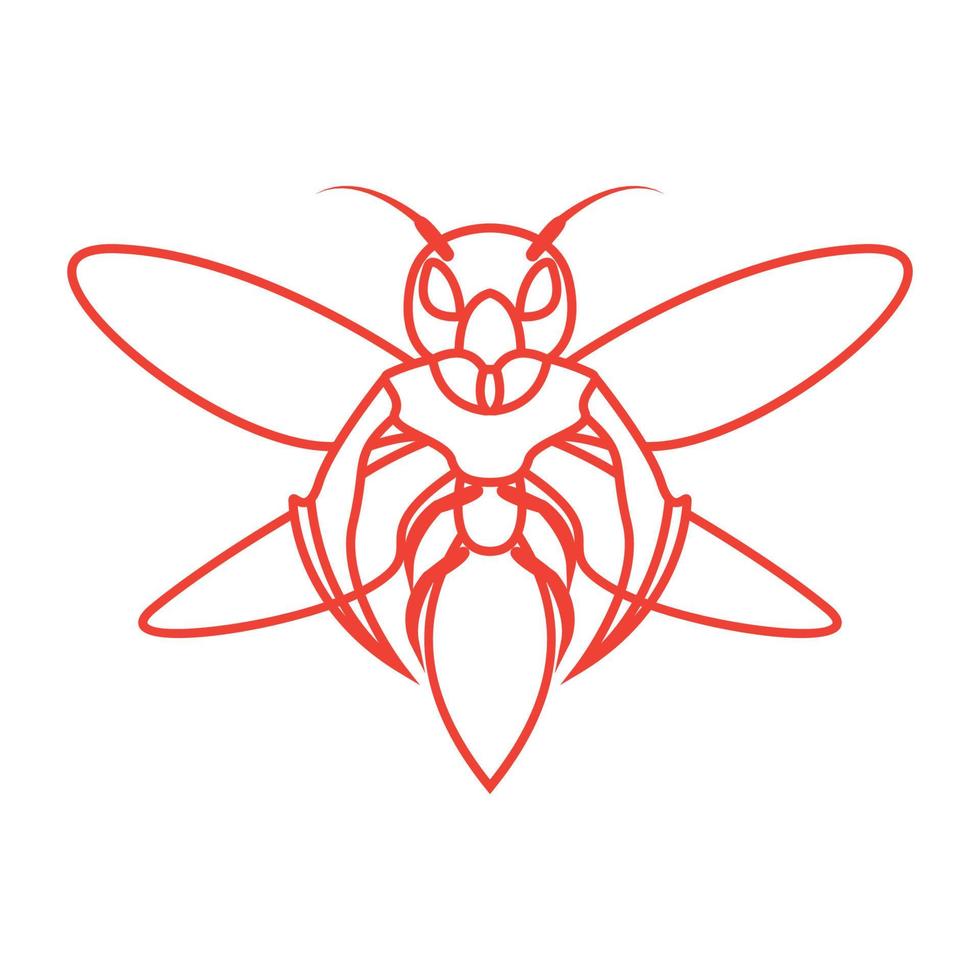 animal insect bee cartoon line orange  logo symbol icon vector graphic design illustration