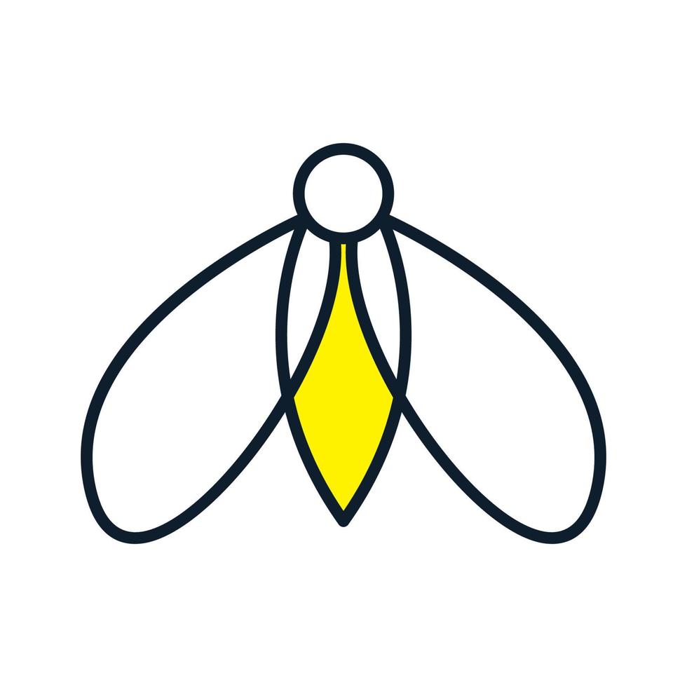 diseño de ilustración de icono de vector de logotipo de color de líneas de forma minimalista de luciérnagas de insectos animales