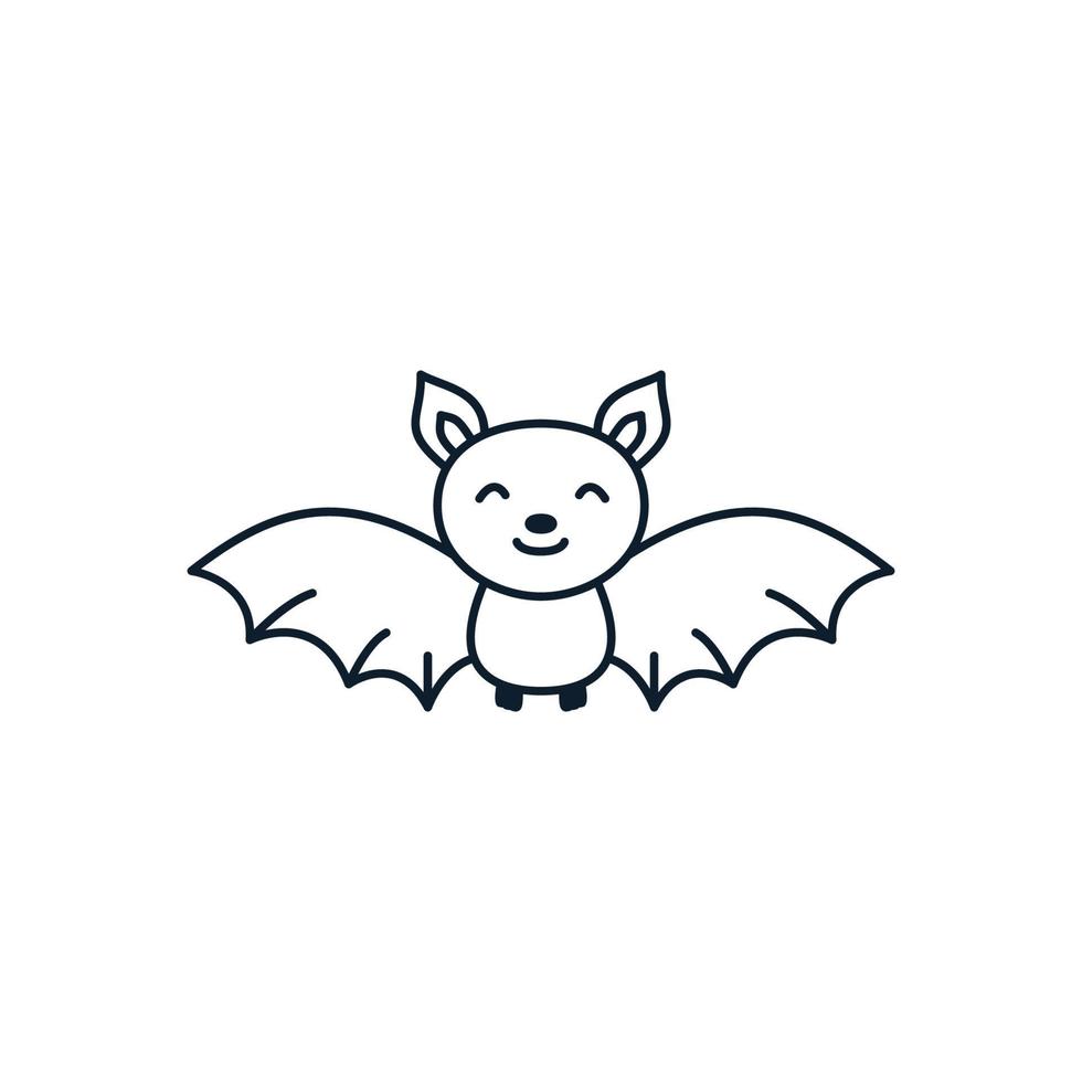 bat kids smile happy line logo icon vector illustration