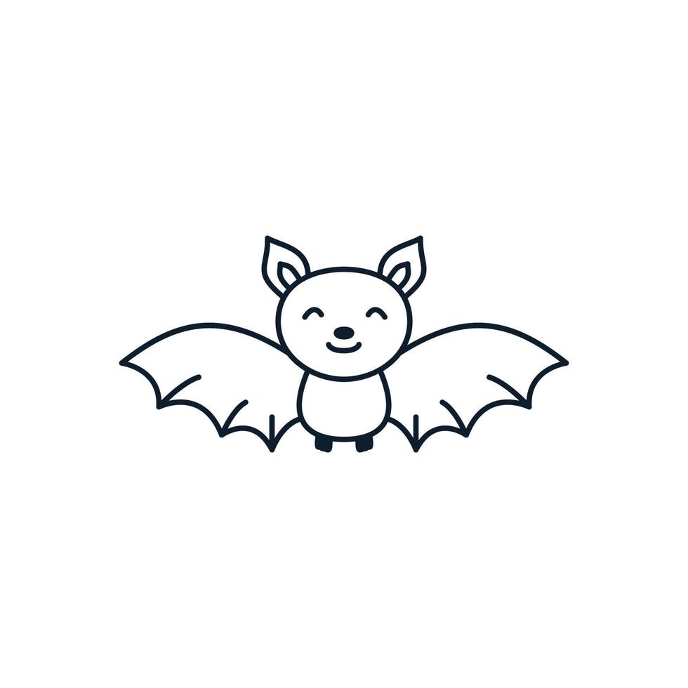 bat kids smile happy line logo icon vector illustration