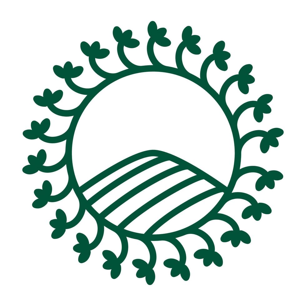 agriculture circle simple with rounded leaf line logo symbol icon vector graphic design illustration