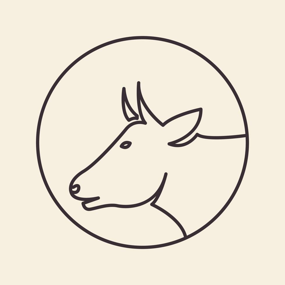 circle hipster with head cow logo design vector graphic symbol icon sign illustration creative idea