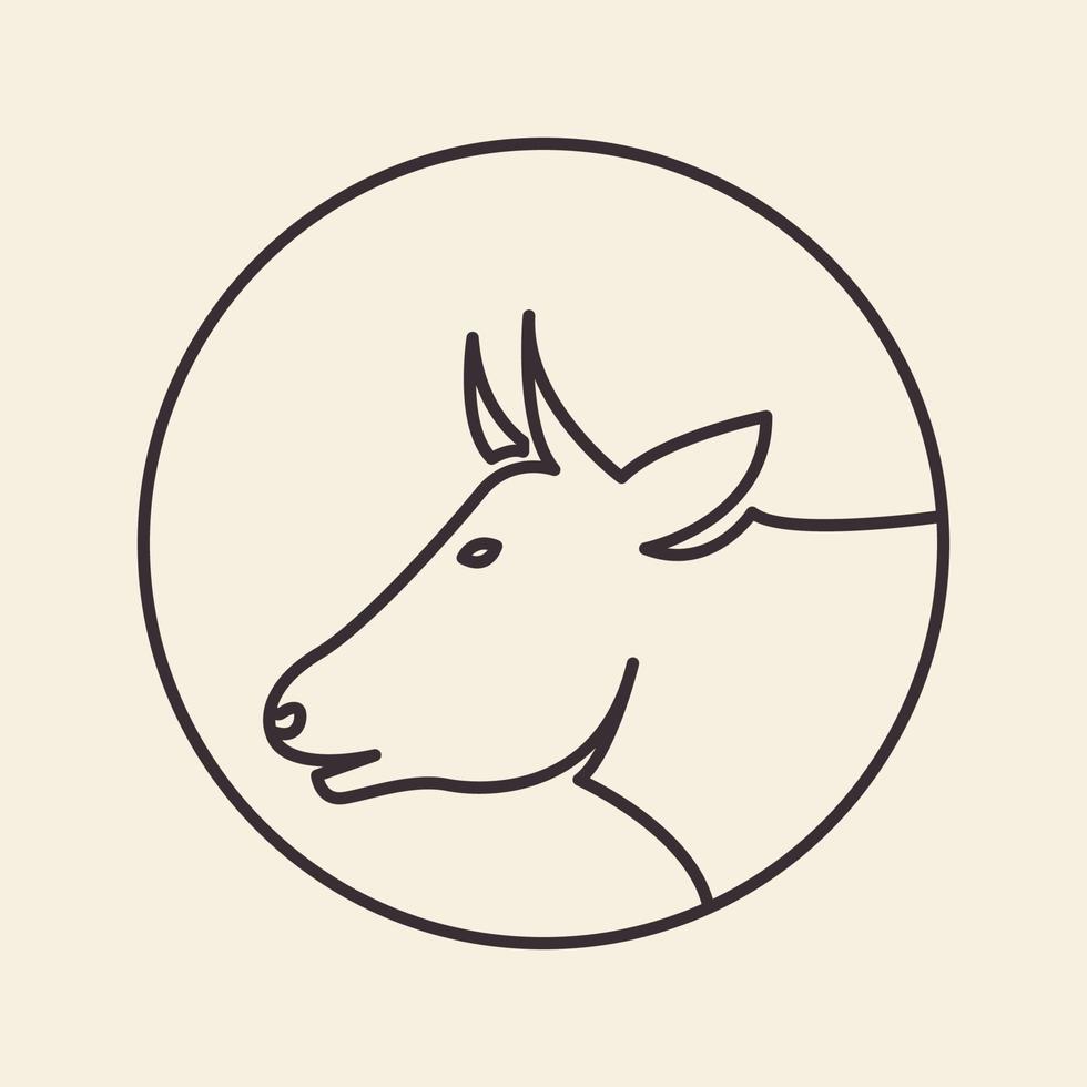 círculo hipster con cabeza vaca diseño de logotipo vector gráfico símbolo icono signo ilustración idea creativa