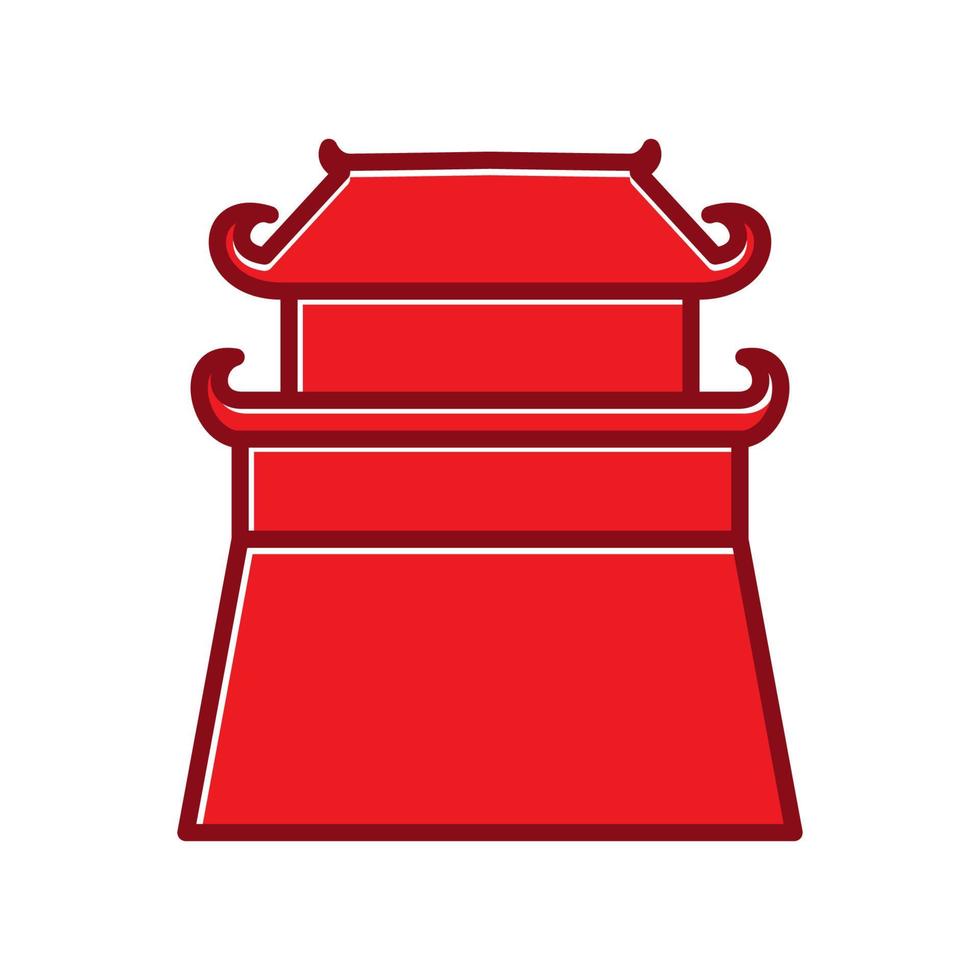 ilustración de icono de vector de logotipo moderno de castillo japonés o chino de cultura asiática